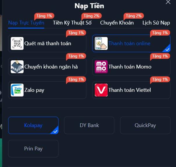 Hướng dẫn nạp tiền vào 130BET qua Internet Banking